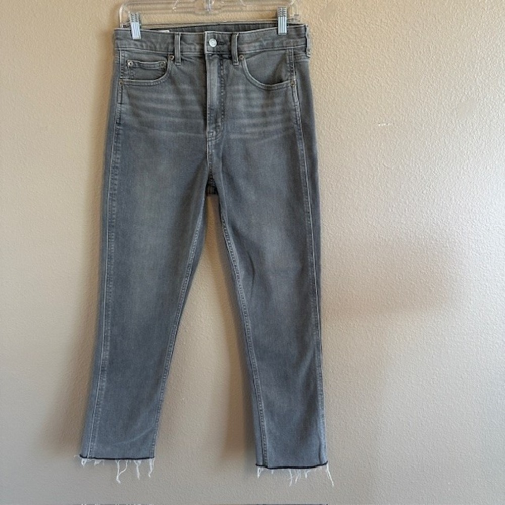 GAP Women's Vintage Slim Sky High Raw Hem Gray Stretch Denim‎ Jeans 29/8